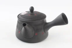 Hamburger Teespeicher Kyusu, zylindrisch, schwarz mit Blüten New