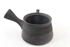Hamburger Teespeicher Kyusu, zylindrisch, schwarz mit Blüten New
