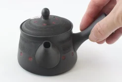Hamburger Teespeicher Kyusu, zylindrisch, schwarz mit Blüten New